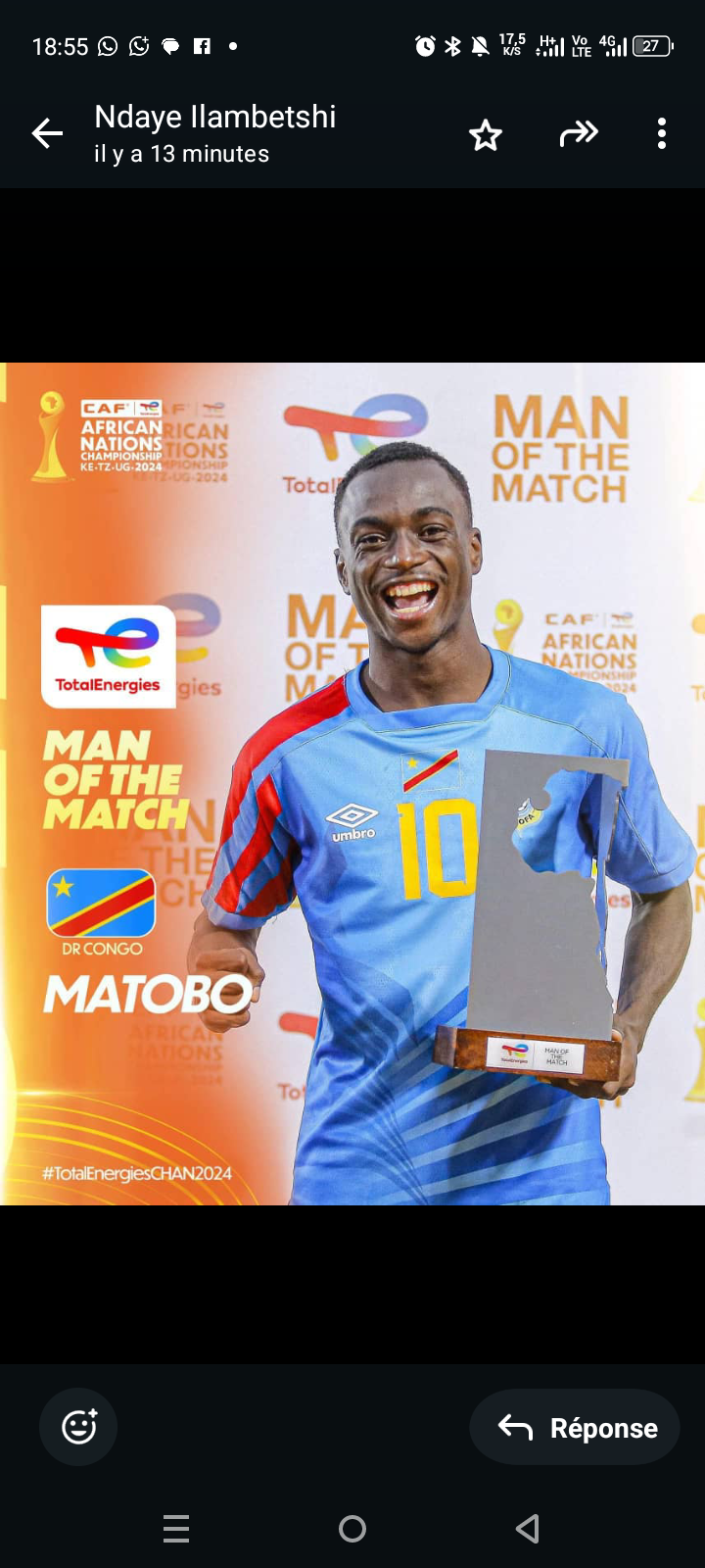 RDC-Zambie : Ibrahim Matobo élu l’homme du match